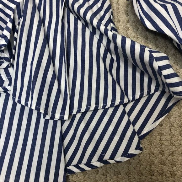 Avec long sleeve blue and white striped ruffled blouse, size large - Picture 4 of 15